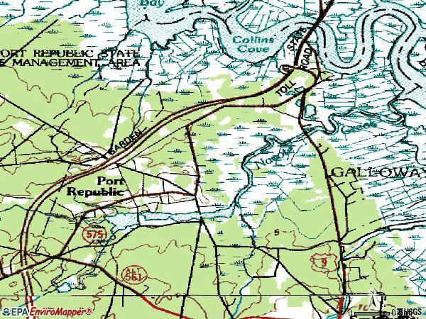 Zip code 08241 topographic map
