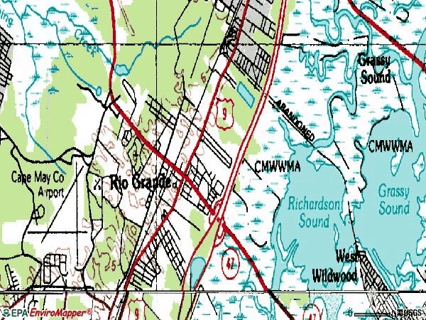 Zip code 08242 topographic map