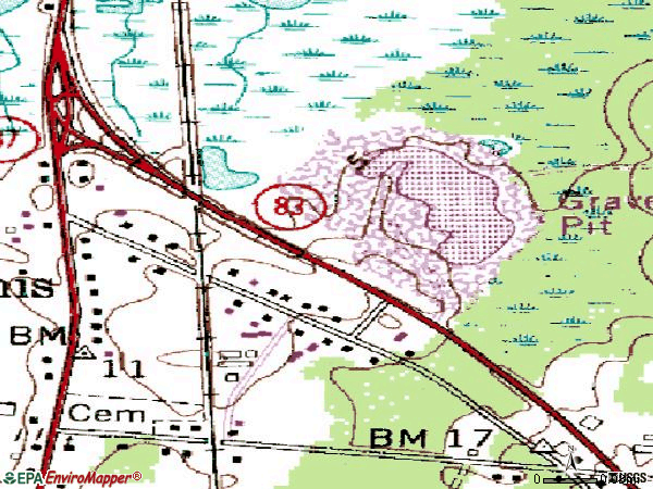 Zip code 08245 topographic map