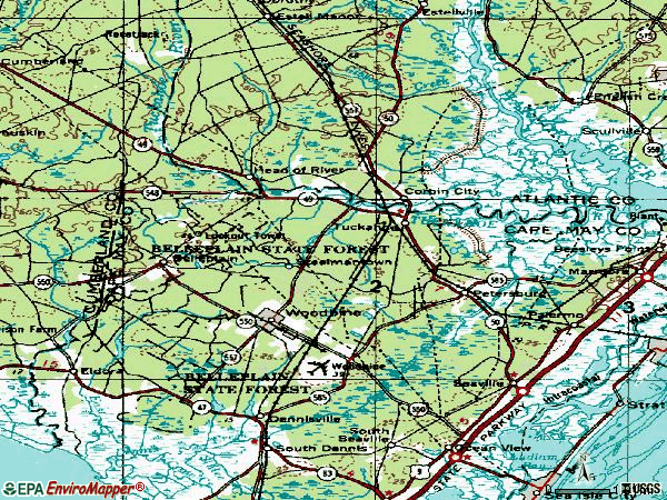 Zip code 08270 topographic map