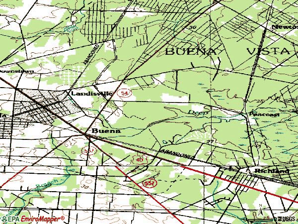 Zip code 08310 topographic map
