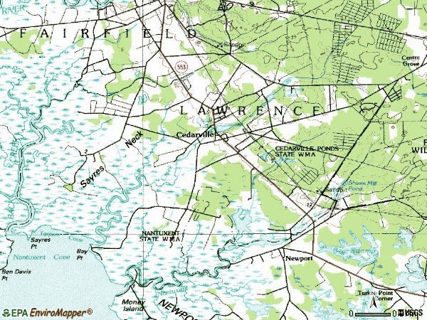 Zip code 08311 topographic map