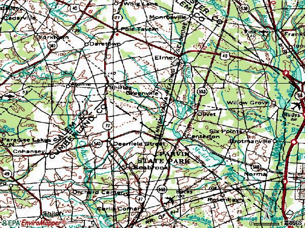 Zip code 08318 topographic map