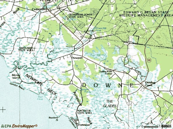 Zip code 08345 topographic map