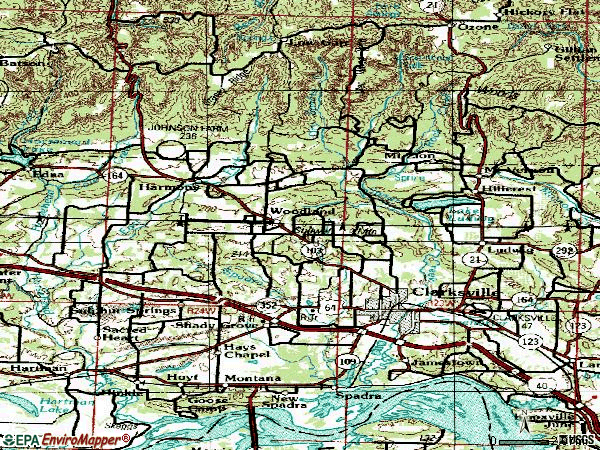 Zip code 72830 topographic map