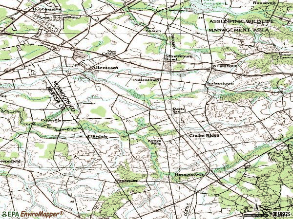Zip code 08501 topographic map