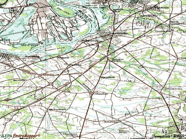 Zip code 08505 topographic map
