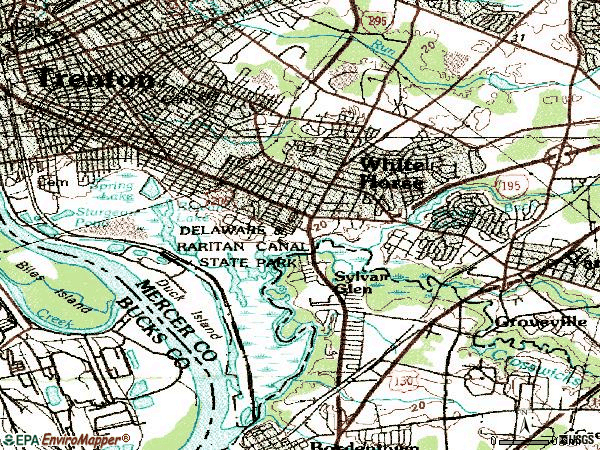 Zip code 08610 topographic map