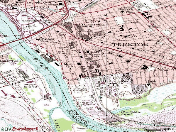 Zip code 08611 topographic map