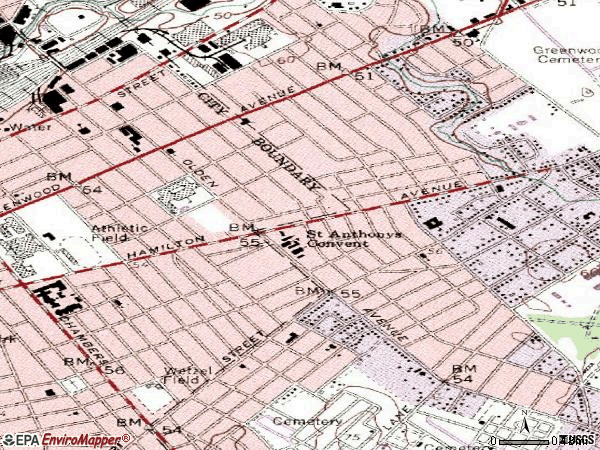 Zip code 08629 topographic map