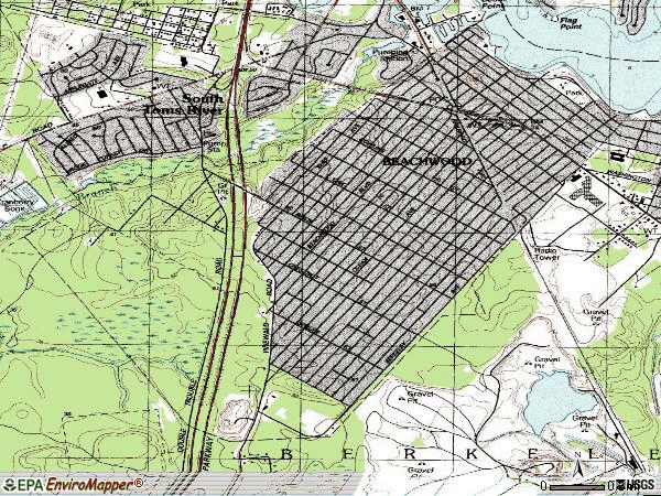 Zip code 08722 topographic map