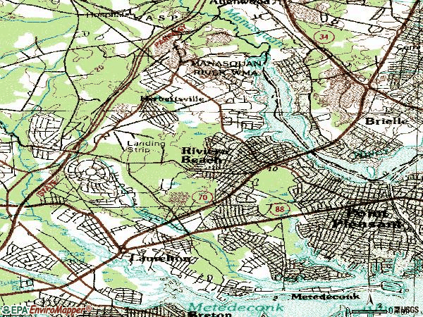 Zip code 08724 topographic map