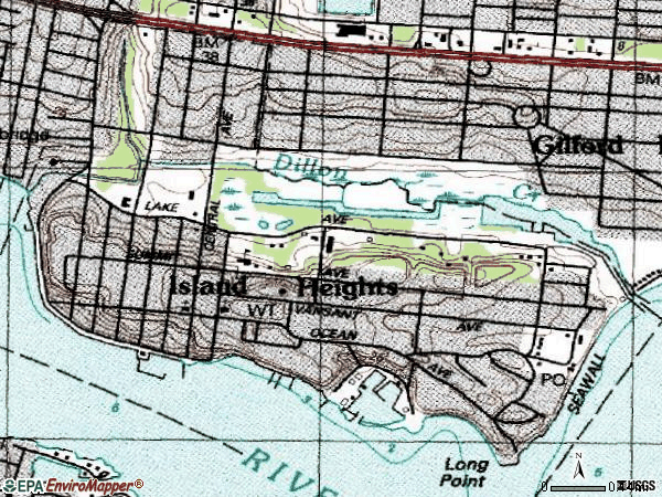 Zip code 08732 topographic map