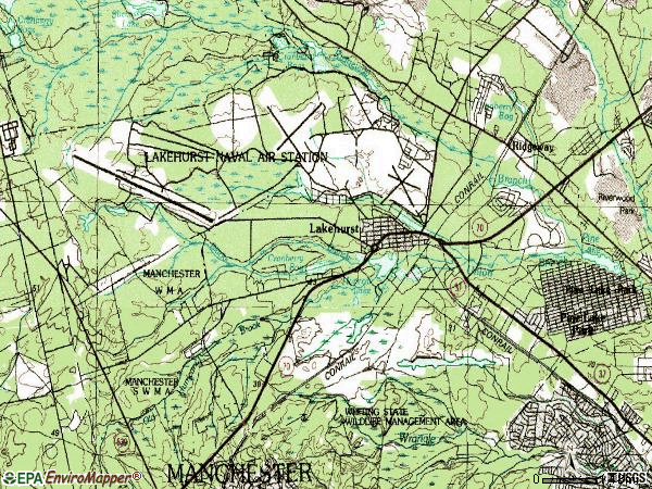 Zip code 08733 topographic map