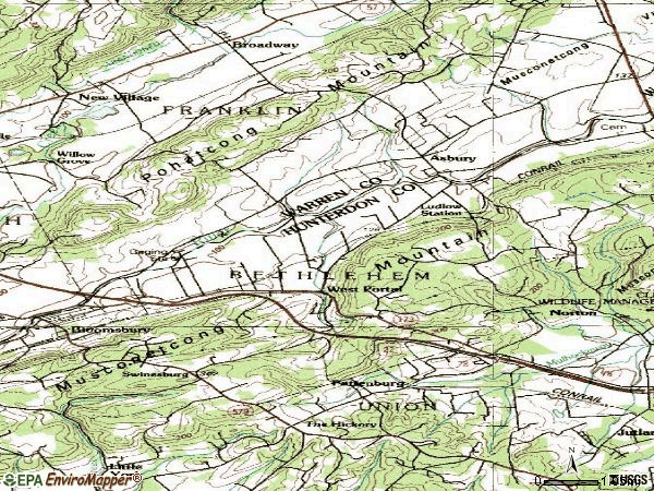 Zip code 08802 topographic map