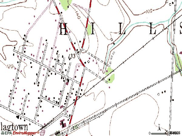 Zip code 08821 topographic map