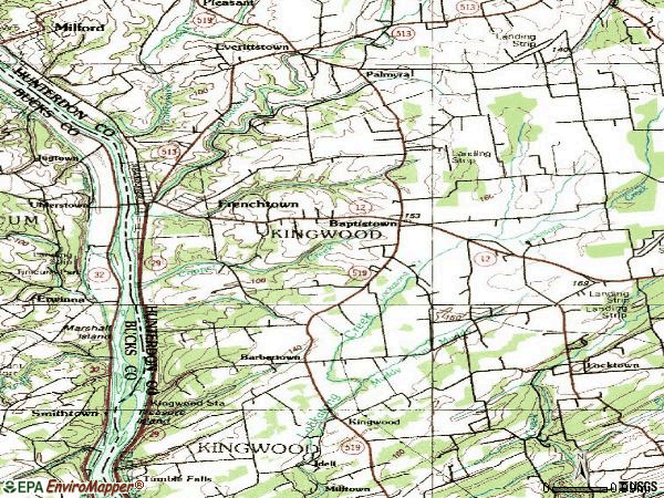 Zip code 08825 topographic map