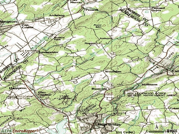 Zip code 08826 topographic map
