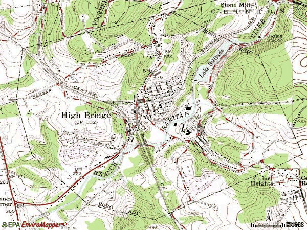 Zip code 08829 topographic map