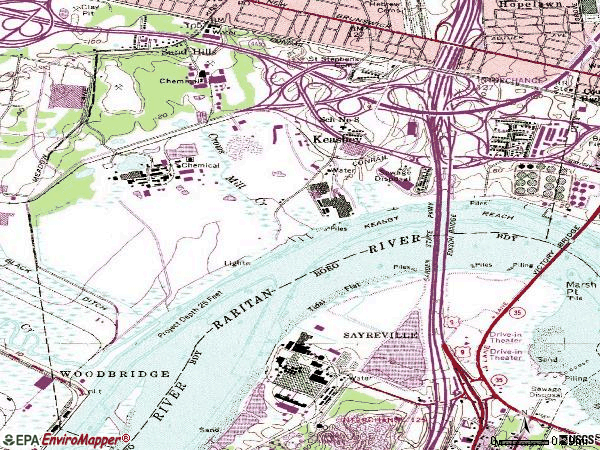 Zip code 08832 topographic map