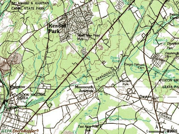 Zip code 08852 topographic map