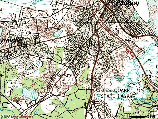 Zip code 08859 topographic map