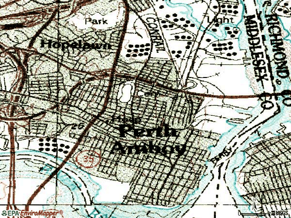 Zip code 08861 topographic map