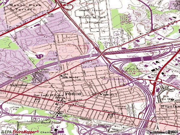 Zip code 08863 topographic map