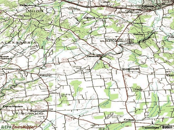 Zip code 08867 topographic map