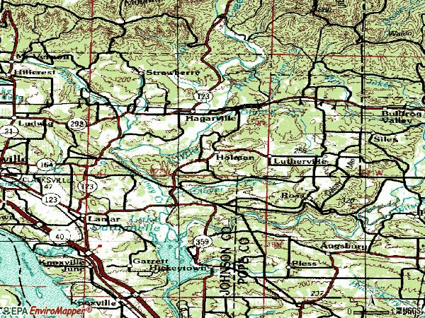 Zip code 72846 topographic map