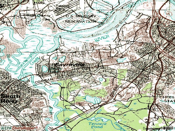 Zip code 08872 topographic map