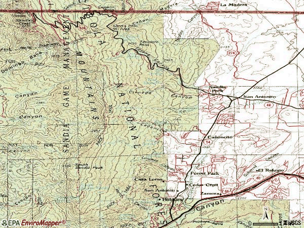 Zip code 87008 topographic map