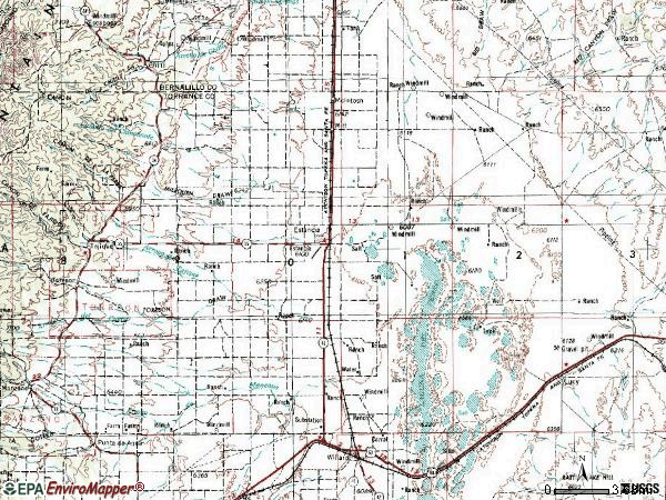Zip code 87016 topographic map