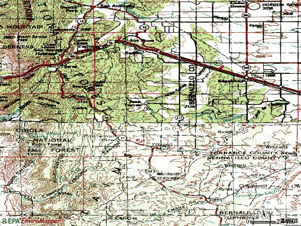 Zip code 87059 topographic map