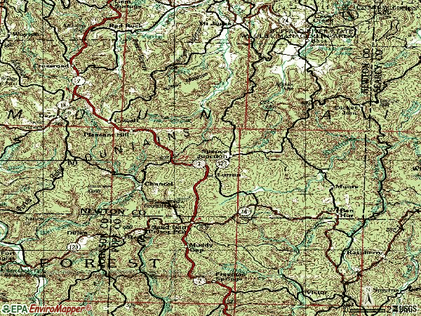 Zip code 72856 topographic map