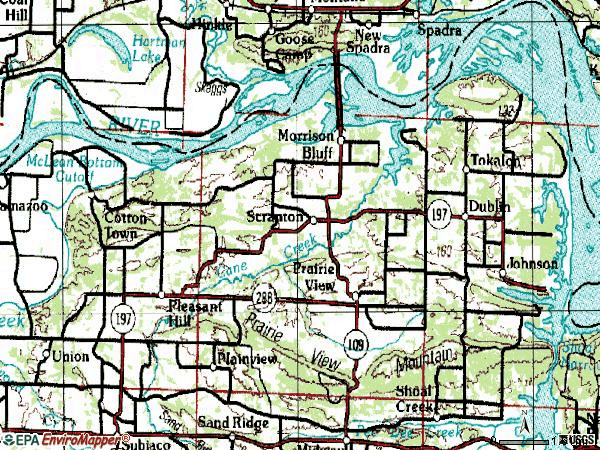 Zip code 72863 topographic map