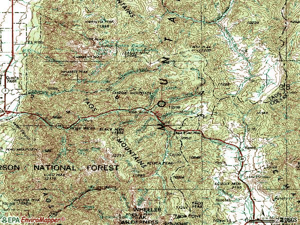 Zip code 87558 topographic map