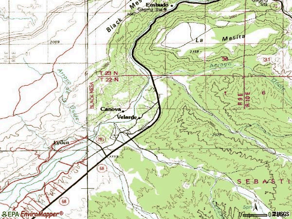 Zip code 87582 topographic map