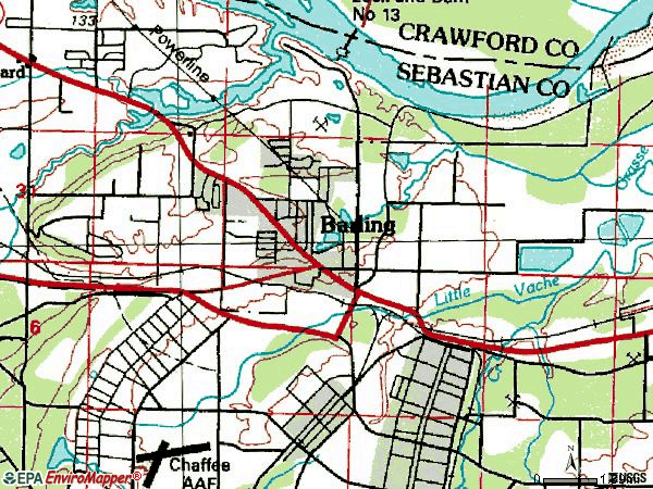 Zip code 72921 topographic map