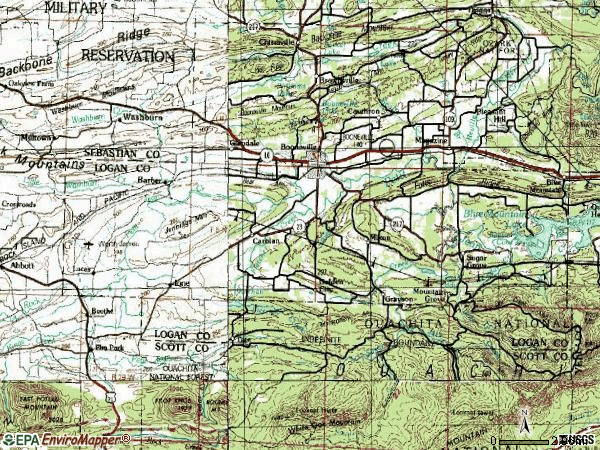 Zip code 72927 topographic map