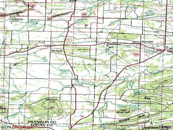 Zip code 72928 topographic map