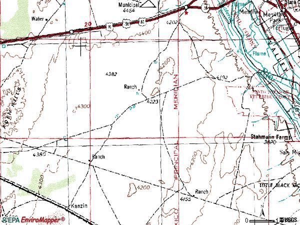 Zip code 88004 topographic map