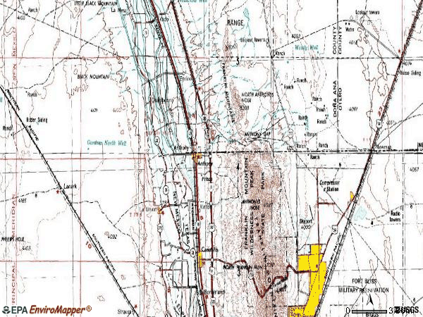 Zip code 88021 topographic map