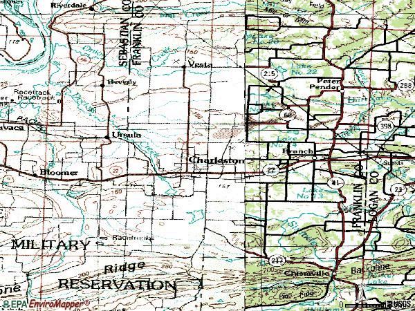 Zip code 72933 topographic map