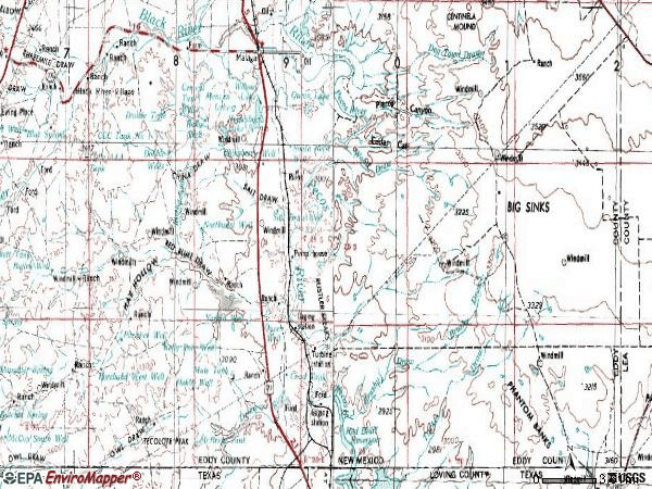 Zip code 88263 topographic map