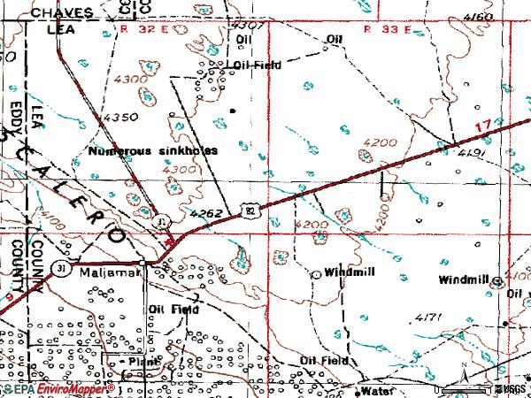 Zip code 88264 topographic map