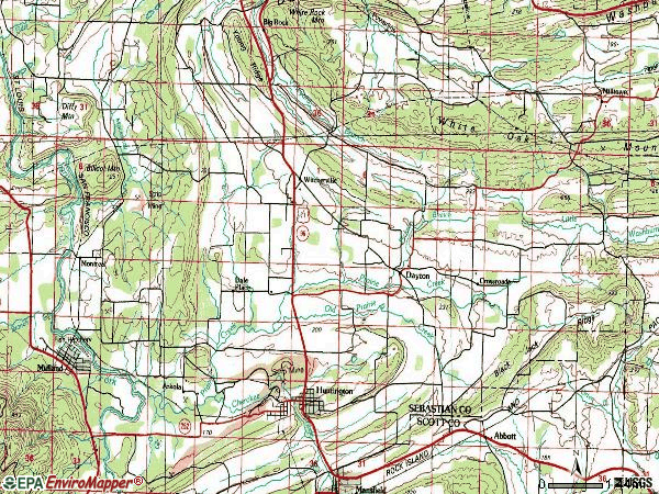 Zip code 72940 topographic map