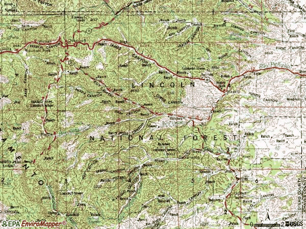 Zip code 88317 topographic map