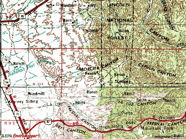 Zip code 88337 topographic map