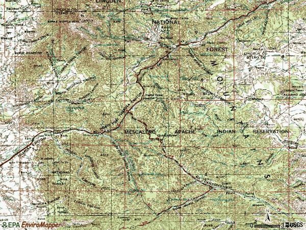 Zip code 88340 topographic map